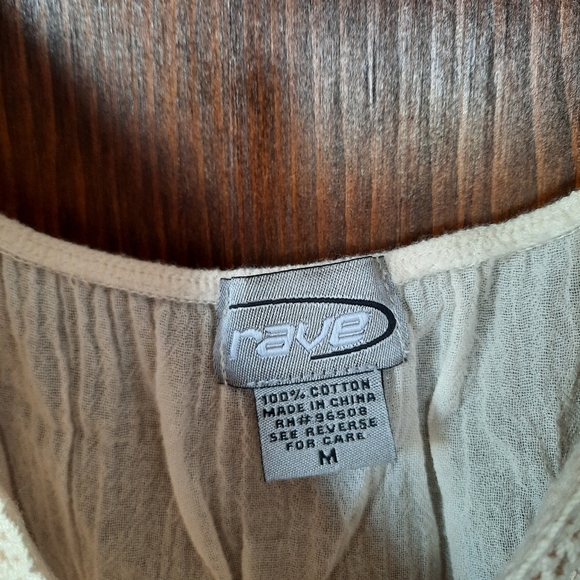 Vintage Y2K Rave 100% Cotton Boho Festival Cream Crochet Tunic Tank Top Size M - Picture 6 of 9